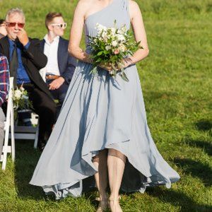 Azazie Bridesmaid Dress Dusty Blue (size 6)